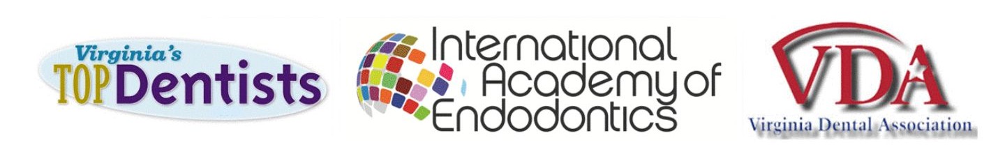 An image featuring the logos of Virginia's Top Dentists, International Academy of Endodontics, and VDA (Virginia Dental Association).