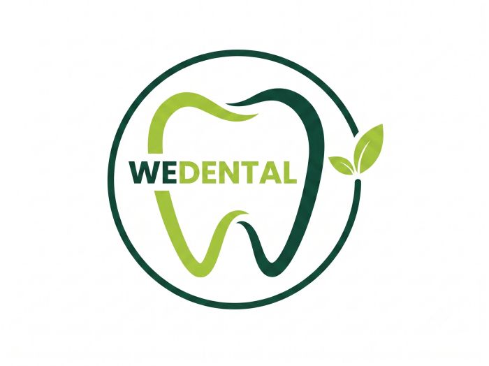 Dental logo with green leaf elements.