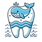 nautical themed logo with whale superimposed on tooth